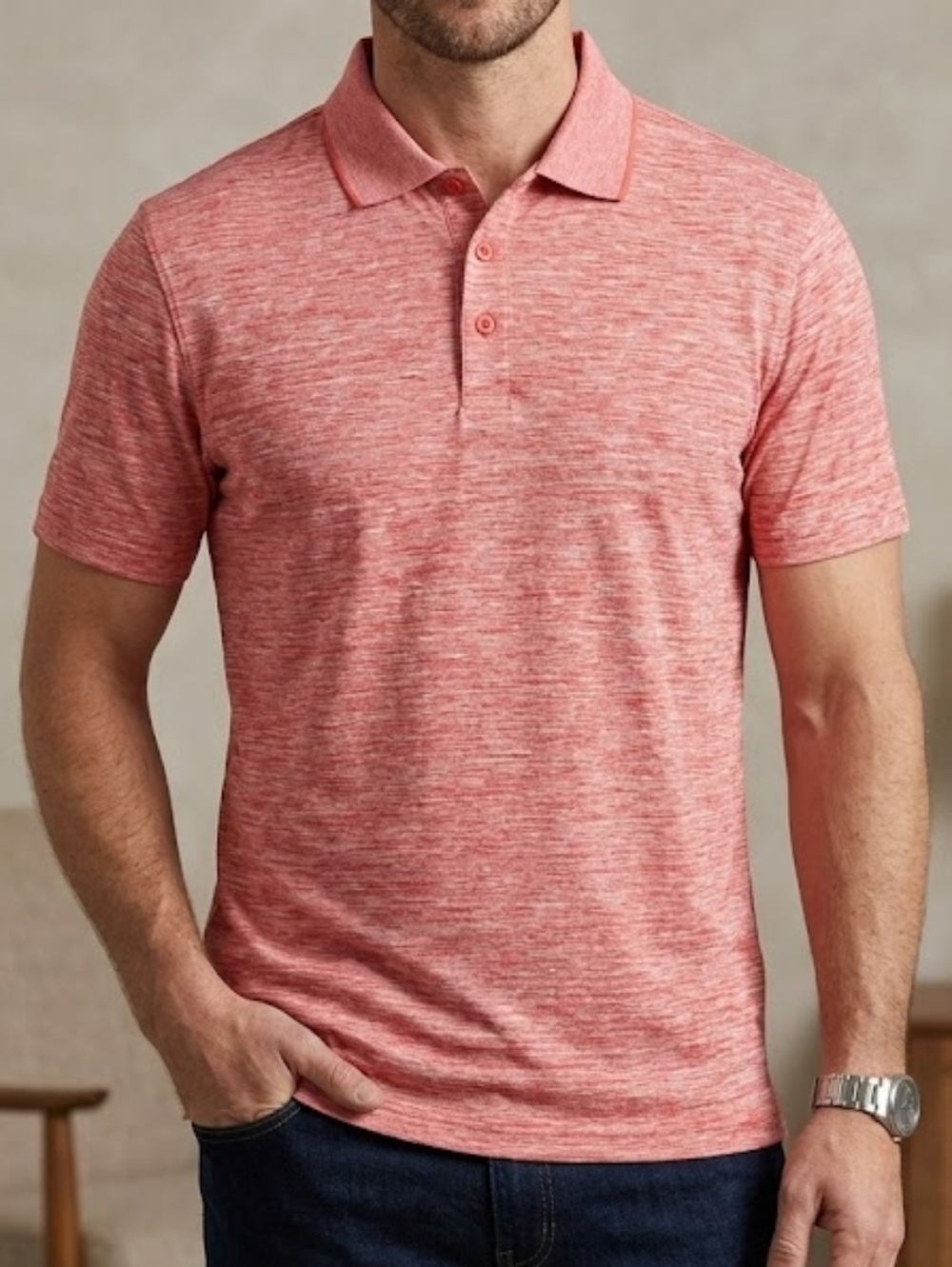 F.O.G. By London Fog Men's XL | L Polo Short Sleeve Shirt Coral Outerspace XL